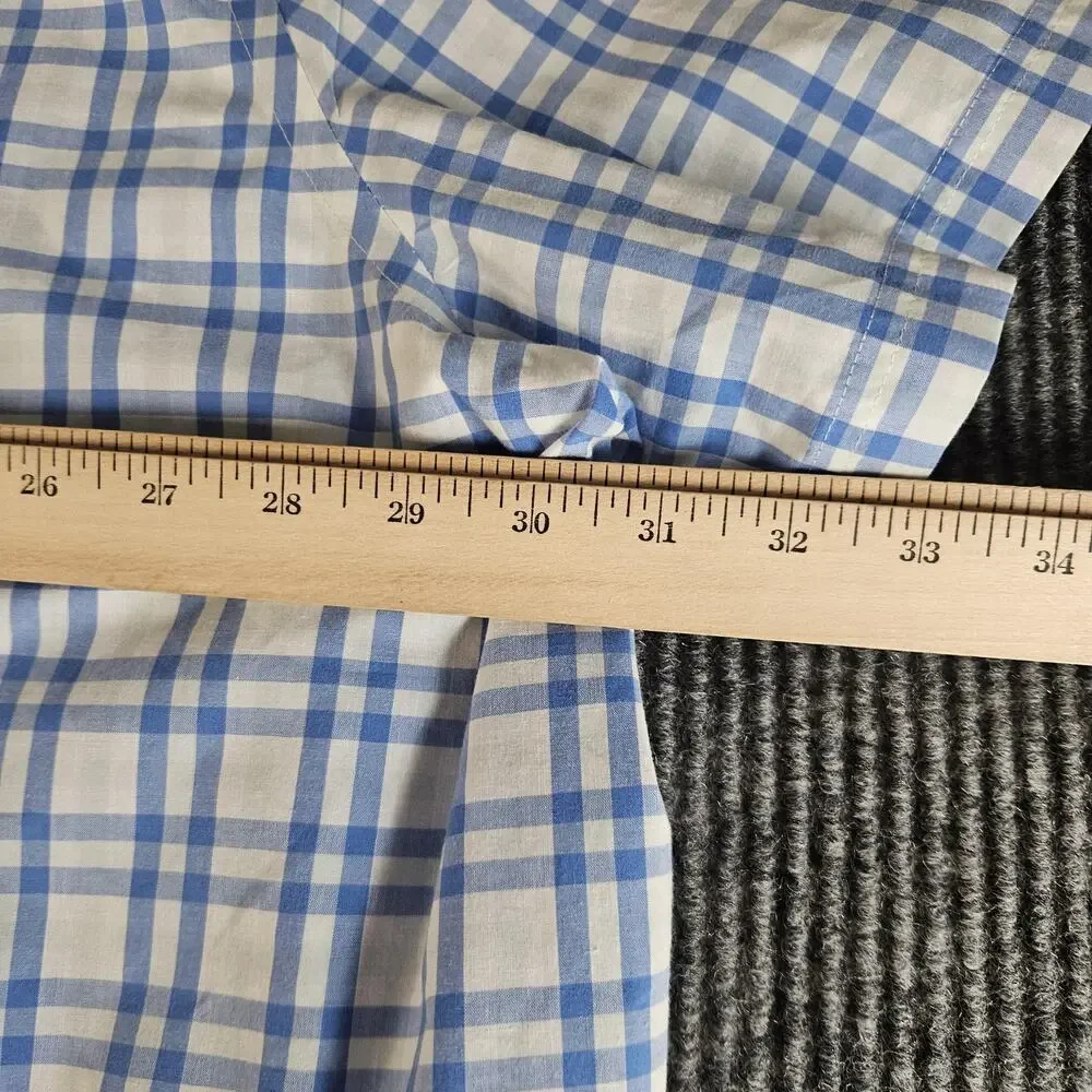 Croft & Barrow Shirt Mens 4XL Big Blue White Plaid Short Sleeve Button Down - Picture 5 of 8